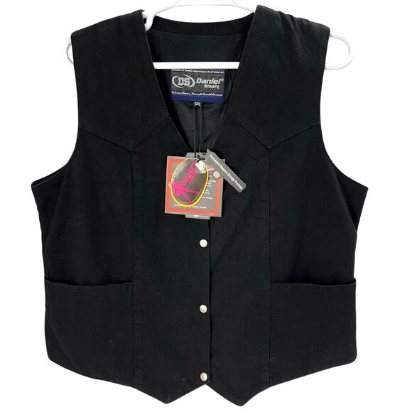 Daniel Smart DS Denim Vest Size 5XL NEW Black Gun Carry Biker Motorcycle NON adj - Picture 1 of 16